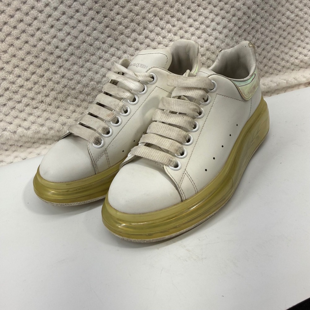 Alexander McQueen Oversized Sneakers 37/6.5 White Holographic Yellow Platform